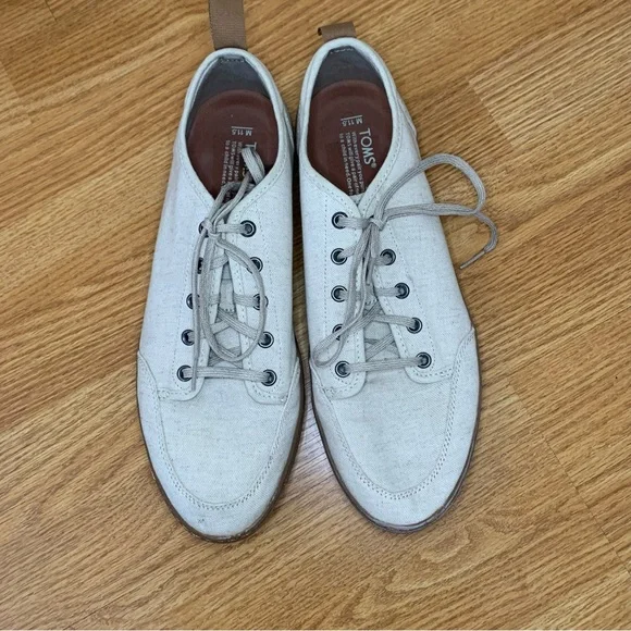 Men’s Toms Natural Oxford Canvas Sneakers Gum Sole Size 11.5 - Picture 8 of 10